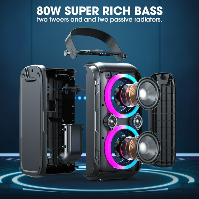 W-KING 100W Bluetooth Speakers V5.3, IPX6 Waterproof Portable Party Loud  Wireless Speaker with Deep Bass/110dB Huge Sound/DSP, Karaoke Outdoor  Boombox