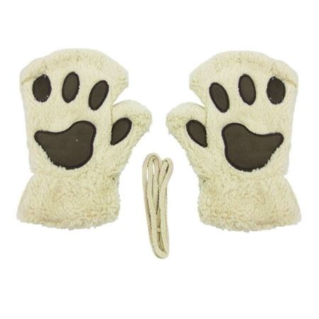 

Dadaria Gloves for Women Thermal Fingerless Gloves Cute Cat Claw Bear Paw Fingerless Finger Gloves Lined Windstopper Gloves Soft Warm Outdoor Sports Cycling Gloves Beige One Size Women