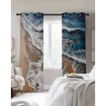 thumbnail image 3 of Nature Blue Blackout Curtains for Bedroom Living Room, Ocean Wave Texture Beach Abstract Modern Art 84 In Long Thermal Insulated Room Darkening Drapes Grommet Window Treatments, 42 x 84 In, 3 of 9