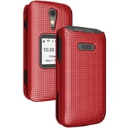 Case for Jitterbug Flip2, Nakedcellphone [Red] Protective Snap-On Hard Shell Cover [Grid Texture] for Jitterbug Flip 2 Phone (aka Lively Flip) (4053SJ7)