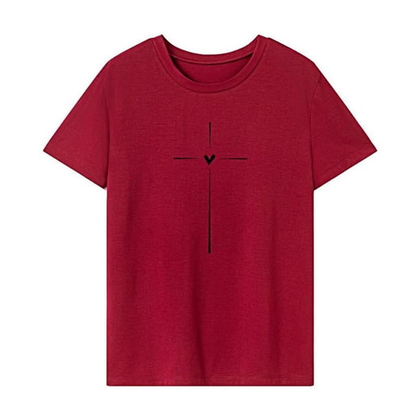 Camiseta para mujer con cuello redondo, ropa de moda, camiseta básica transpirable para mujer M