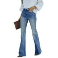 thumbnail image 2 of Women's Flared Micro Hem Jeans, Slim Fit Stretch Denim Pants with Casual Chic Style & Comfort Waistband,Light Blue L, 2 of 5