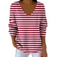thumbnail image 2 of PNTUTB Women's Fashion Striped Long Sleeve Casual V-Neck Pullover Loose Comfortable Top, 2 of 6