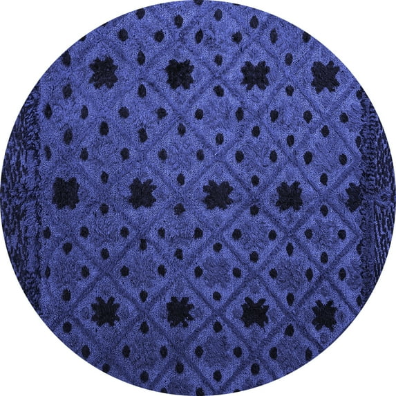 Ahgly Company Machine Washable Indoor Round Abstract Blue Modern Area Rugs, 6' Round