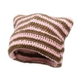 thumbnail image 4 of Gorro de crochet, gorro de punto, tocado holgado, estilo vintage, accesorios hechos a mano, ropa rosa y café, 4 of 9