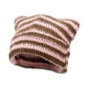 thumbnail image 4 of Gorro de ganchillo con orejas de gato, gorro de punto, gorro holgado, hecho a mano, cálido, accesorios para disfraz rosa y café, 4 of 9