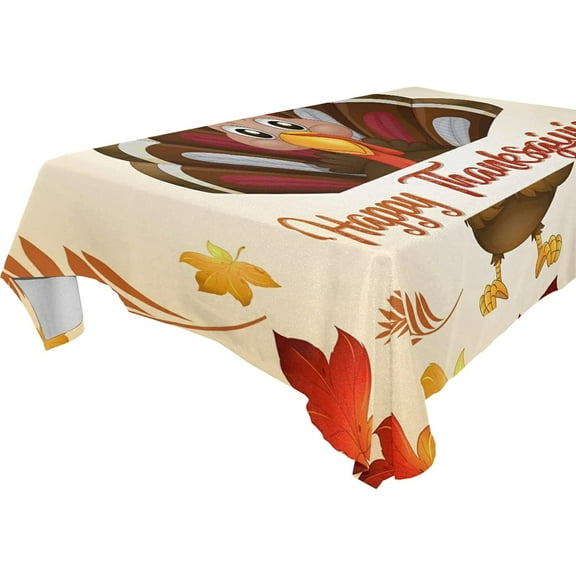 SKYSONIC Thanksgiving Turkey Tablecloth Waterproof Washable Polyester Square Table Cover Durable Tablecloth for Kitchen Dining Table Party Decor (54 X 54 Inch)
