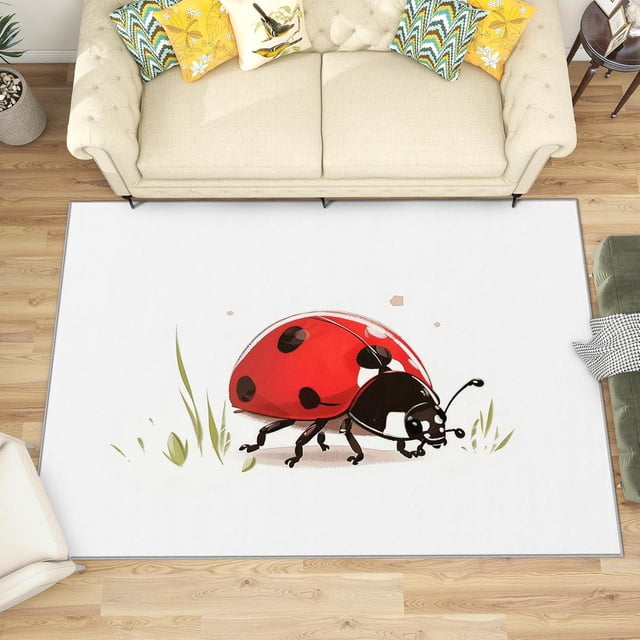 2x3 Rug, Ladybug Door Mat, Cute Animal Rug, Kids Nursery Rugs for Entryway, Washable & Non Slip & Soft Low Pile Small Carpet, Indoor Doormat, Ladybug Home Decor & Gifts