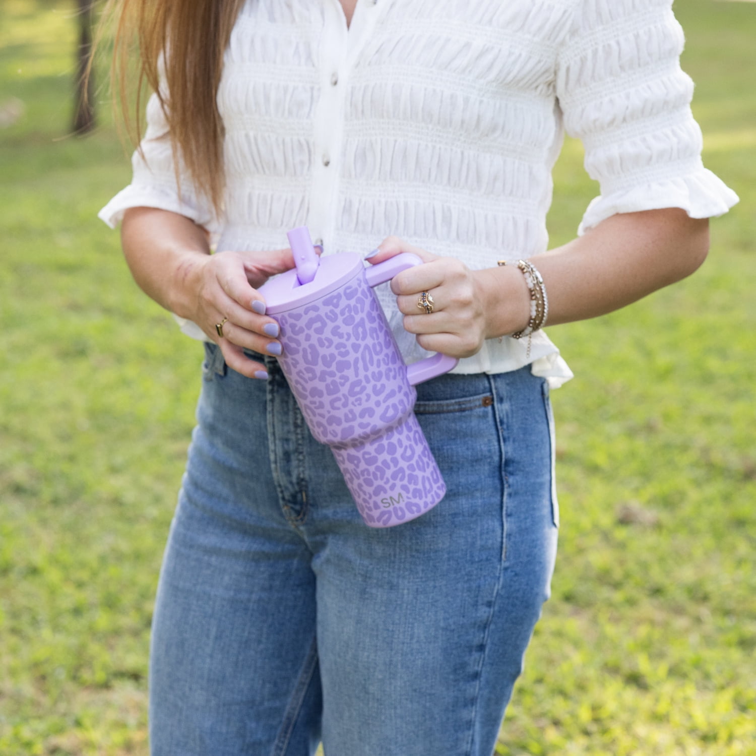 Simple Modern Trek Tumbler 30 oz Insulated Stainless Steel with Folding Straw Lid - Electric Lavender Leopard