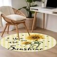 thumbnail image 4 of Round Area Rug 3 Ft, Sunflowers Washable Non-Slip Circle Carpet for Living Room/Bedroom, Spring Summer Bees Floral Yellow Plaid Low-Profile Small Floor Mats Collection Rugs for Indoor, 4 of 8
