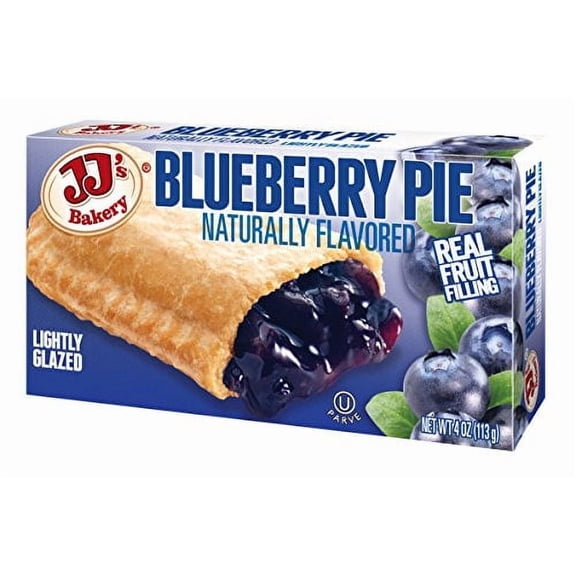 JJ's Bakery Blueberry Snack Pies, Individually Wrapped, Nut-Free, Kosher Parve, 4 oz, Pack of 6