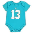 thumbnail image 2 of Infant Mitchell & Ness Dan Marino Aqua Miami Dolphins Mainliner Retired Player Name & Number Bodysuit, 2 of 3