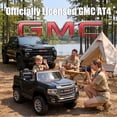 thumbnail image 4 of Joyracer 2 Seater 24 Volt Ride on Toys, Licensed GMC 4WD/2WD Switchable Ride on Car for Big Kids with Remote, Bluetooth, Fold Down Tailgate, Rear Storage, Black, 4 of 16