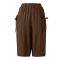 thumbnail image 5 of Glisme Casual Pants For Women Plus Size Knee Length Cotton Linen Shorts Summer Baggy Dressy Long Shorts With Pockets Coffee Trousers Flexible Fit, 5 of 7