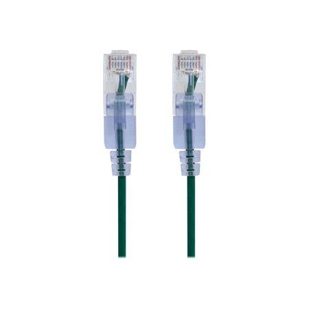 UPC: 0889028044605 | Monoprice SlimRun – Patch cable – RJ-45 (M) to RJ-45 (M) – 10 ft – 0.1 in – UTP – CAT 6a – molded  snagless  stranded – green (pack of 10)