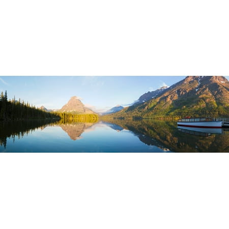 Reflection of mountains in Two Medicine Lake Glacier National Park Montana USA Poster Print by Panoramic