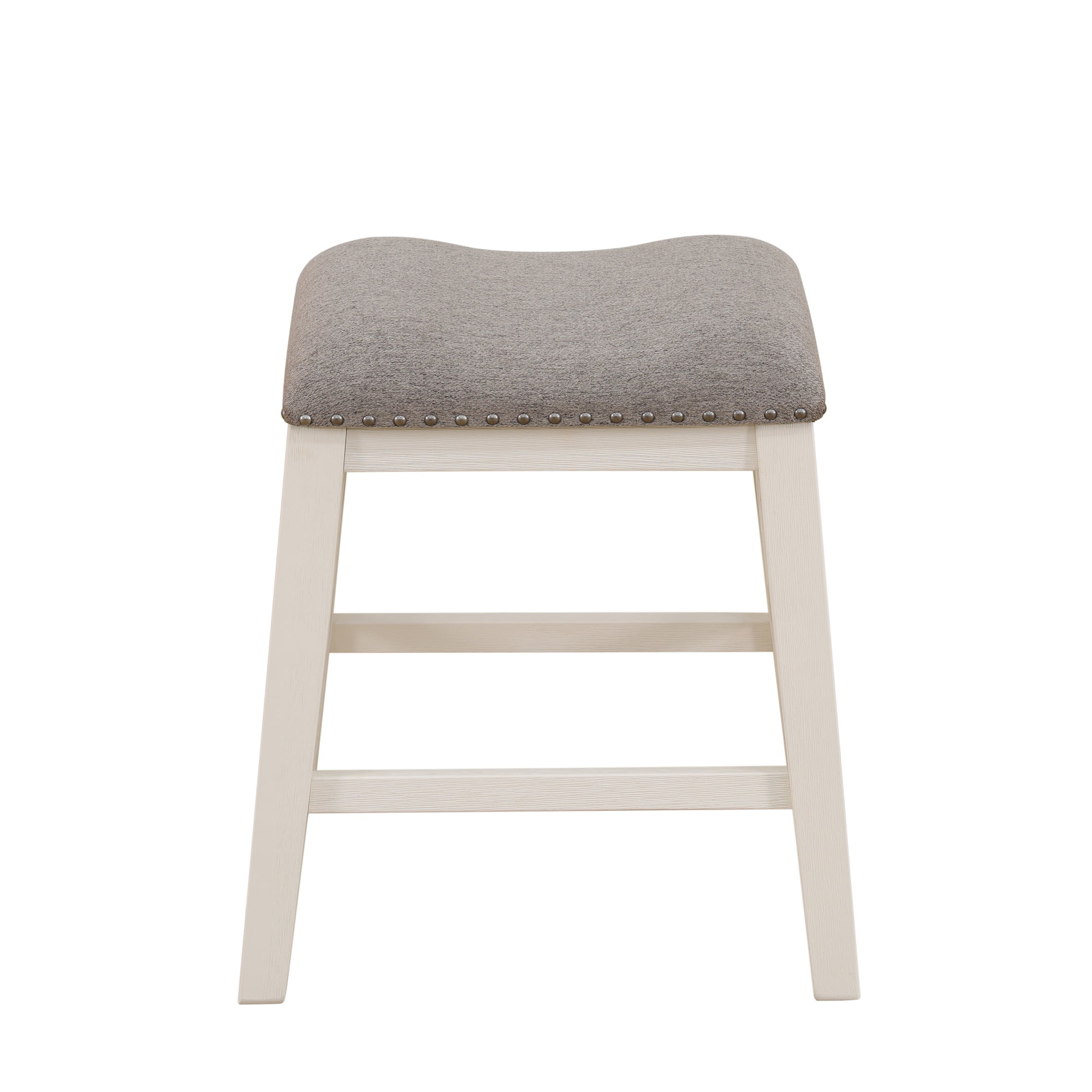 Gewnee Solid Wood 24" Counter Height Bar Stools Saddle Bar Stool,Gray
