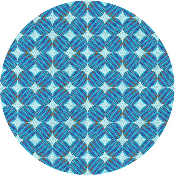 Ahgly Company Indoor Round Patterned Windows Blue Area Rugs, 5' Round