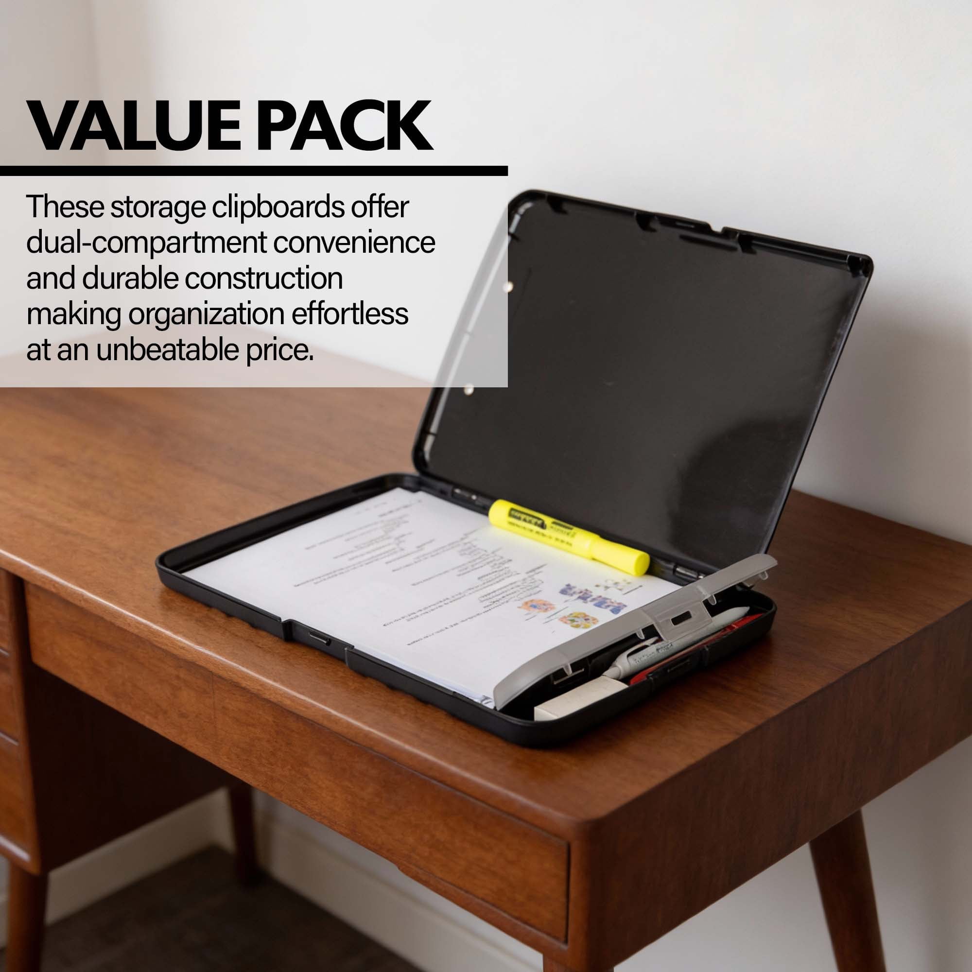 BAZIC Storage Clipboard with Pen Holder, Black, 14" x 9.8", 12 Count