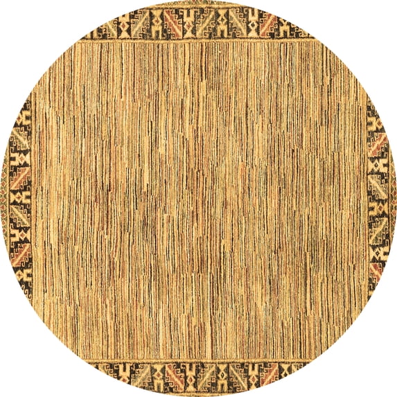 Ahgly Company Indoor Round Abstract Brown Modern Area Rugs, 4' Round
