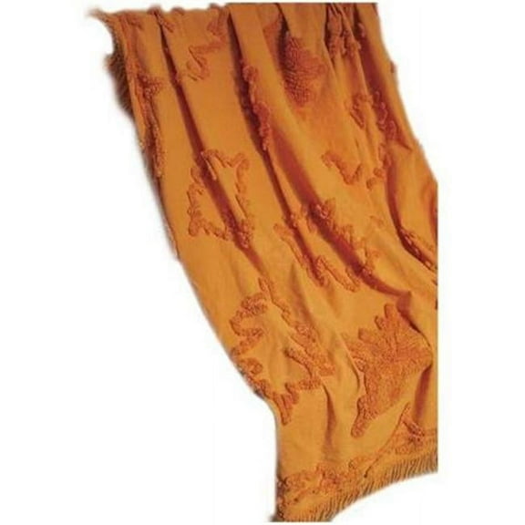 Fall Leafe Tufted Cotton Throw 50 X 60 Pumpkin