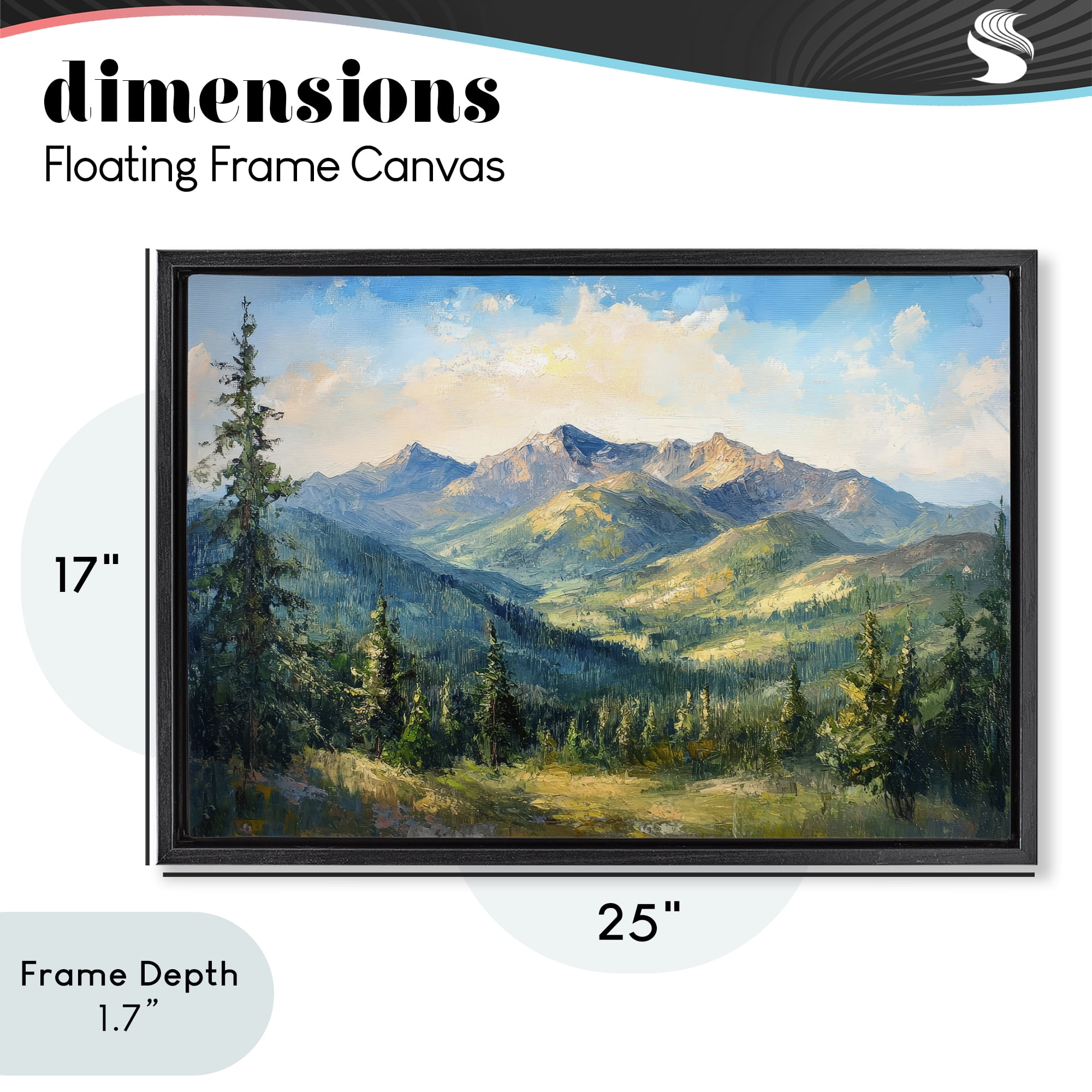 Stupell Industries Valley In The Mountains Black Framed Floater Canvas Wall Art, design by Petal Prints Design