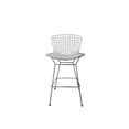 thumbnail image 3 of Benjara Hely 28 Inch Barstool Set of 2, Chrome Wire, Black, White Faux Leather Seat, 3 of 5