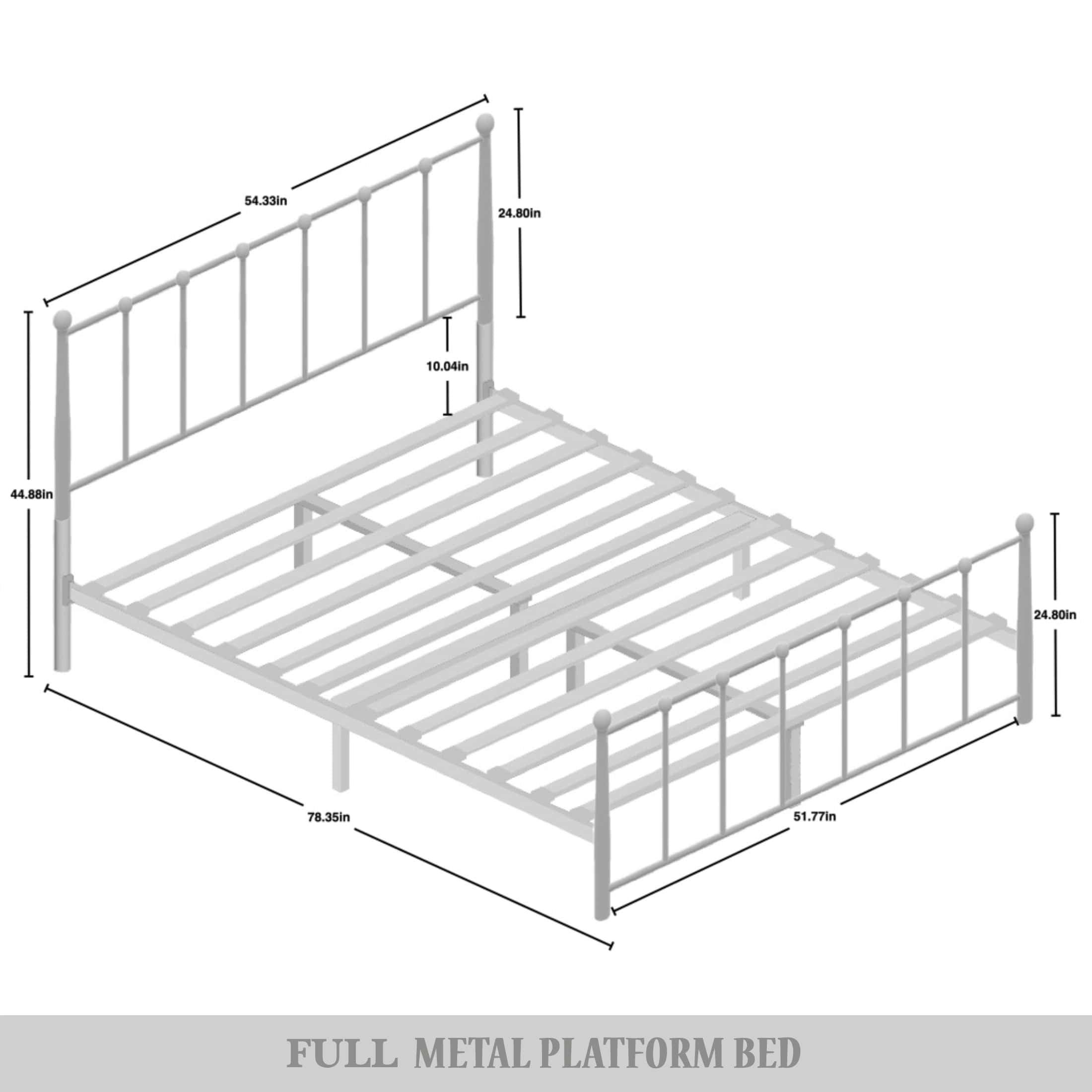 Castle Place Metal Platform Bed, Queen, White, Classic