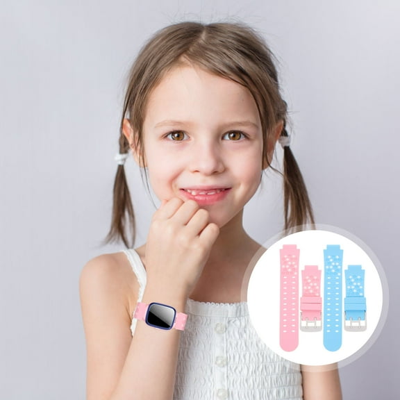 MLINS 2pcs Kids Phone Watch Eco friendly Band Durable Strap with 15mm Quick Release Compatible for Y03 (Pink White, Blue White Each)