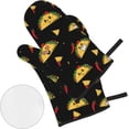 thumbnail image 6 of Funny Taco Oven Mitts and Pot Holders Set Humor Comic Print Kitchen Gloves Heat Resistant Hot Pads for Microwave BBQ Cooking Baking Grilling (4pcs), 6 of 6