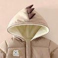 thumbnail image 3 of Baby Girls Boys Long Sleeve Warm Romper Dinosaur Hooded Fleece Lined Jumpsuit Comfortable Snowsuit for Outdoor, 3 of 6