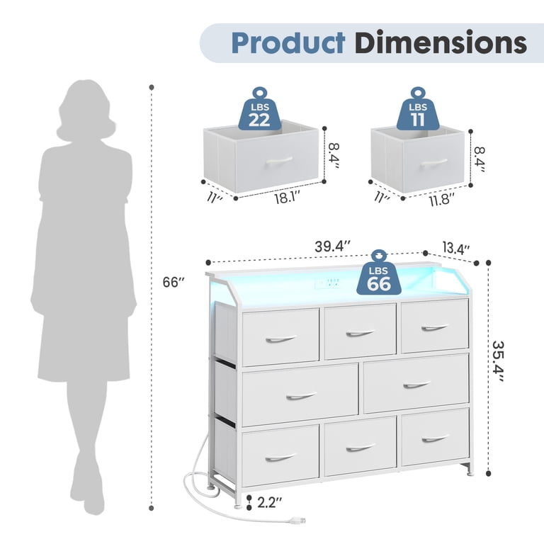 CONCETTA LED TV Stand Dresser, White, 8 Drawers photo 8
