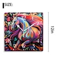 thumbnail image 2 of 12 Inch Wall Clock Battery Operated Silent Clock Decorative for Office, Kitchen, Outdoor, Living Room，Abstract Unicorn Black Picture, 2 of 4