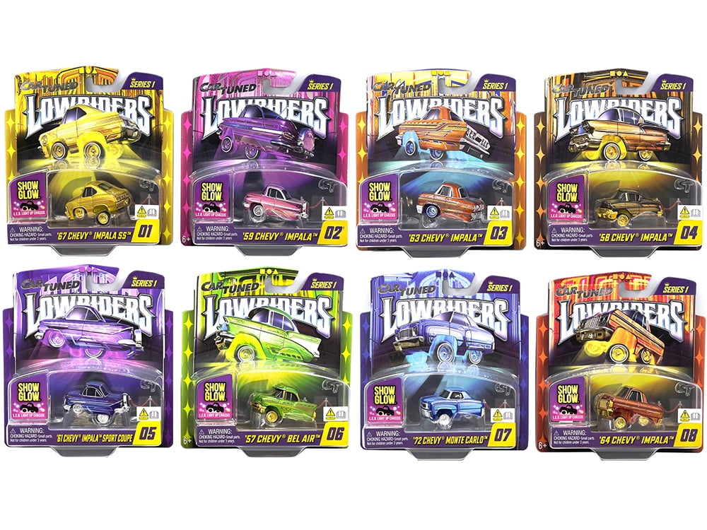 CarTuned Lowriders Show Glow Series 2 Set of 8 Diecast Models