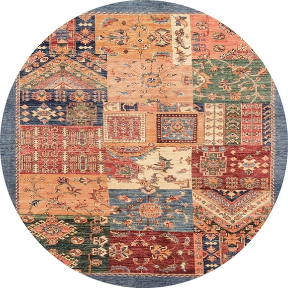 Ahgly Company Indoor Round Abstract Light Copper Gold Abstract Area Rugs, 3' Round