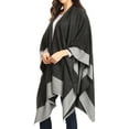 thumbnail image 5 of Sakkas Nila Women's Reversible Open Front Large Poncho Shawl Wrap Scarf Cape Ruana - Black - One Size Regular, 5 of 7