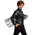 thumbnail image 3 of YiZYiF Manteau Veste à Franges à Paillettes pour Garçons Enfants Manches Longues Disco Musique Concert Rave Blouson Bomber à Franges Noir 8, 3 of 6