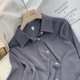 thumbnail image 4 of Camisa de gasa de moda coreana para mujer, cuello vuelto, manga larga, suelta, blusa de oficina de color liso que combina con todo para mujer, 4 of 6