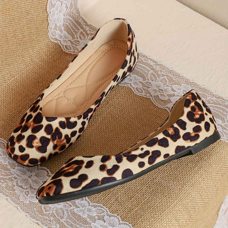 お歳暮・冬ギフト 特集2024 通販  Leopard Women's Pattern Lightweight Mouth Shallow Flats, 靴