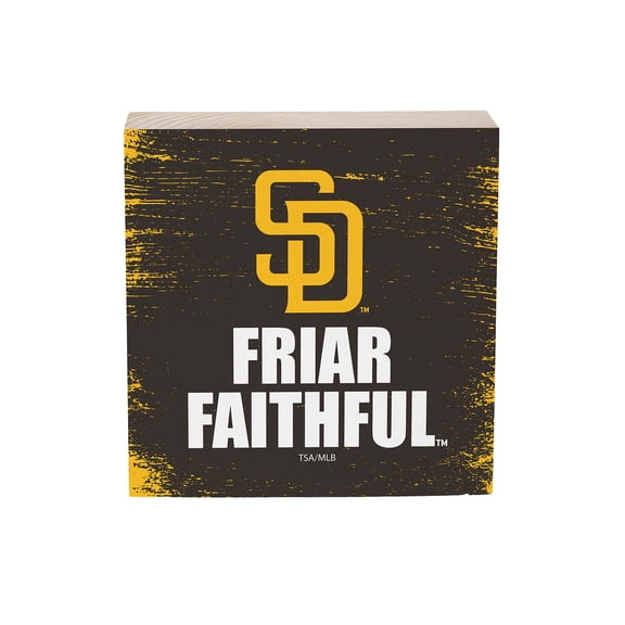 San Diego Padres 6" Square Fan Chant Wood Block Shelf Sign