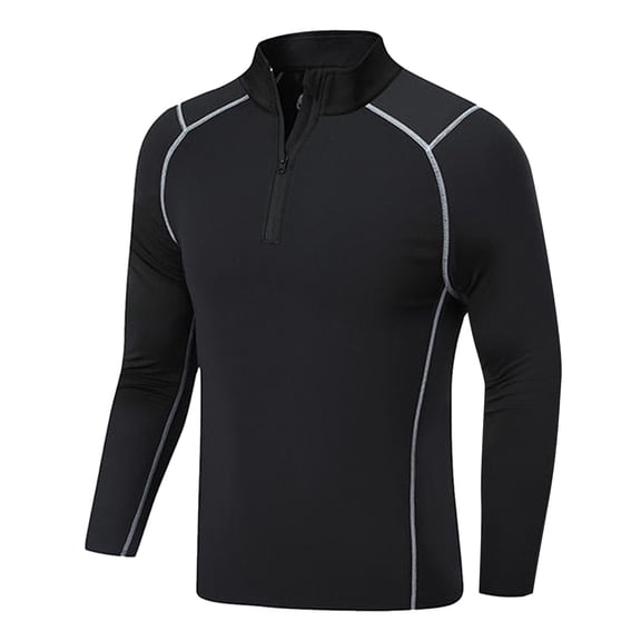 Povozer Boys Compression Athletic Shirts Long Sleeve Fleece Lined Baseball Undershirt Gray 8-9Years