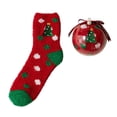 thumbnail image 2 of Chaussettes de Noël Duveteuses pour Femmes Filles Cadeaux Mignonnes Amusantes Moelleuses Chaudes d'Hiver Chaussettes de Vacances Xmas Bas de compression Rouges, 2 of 5