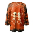 thumbnail image 5 of Godom Halloween Shirts Women T-Shirt Funny Pumpkin Graphic V-Neck Tee Fall 3/4 Long Sleeve Tops, 5 of 5