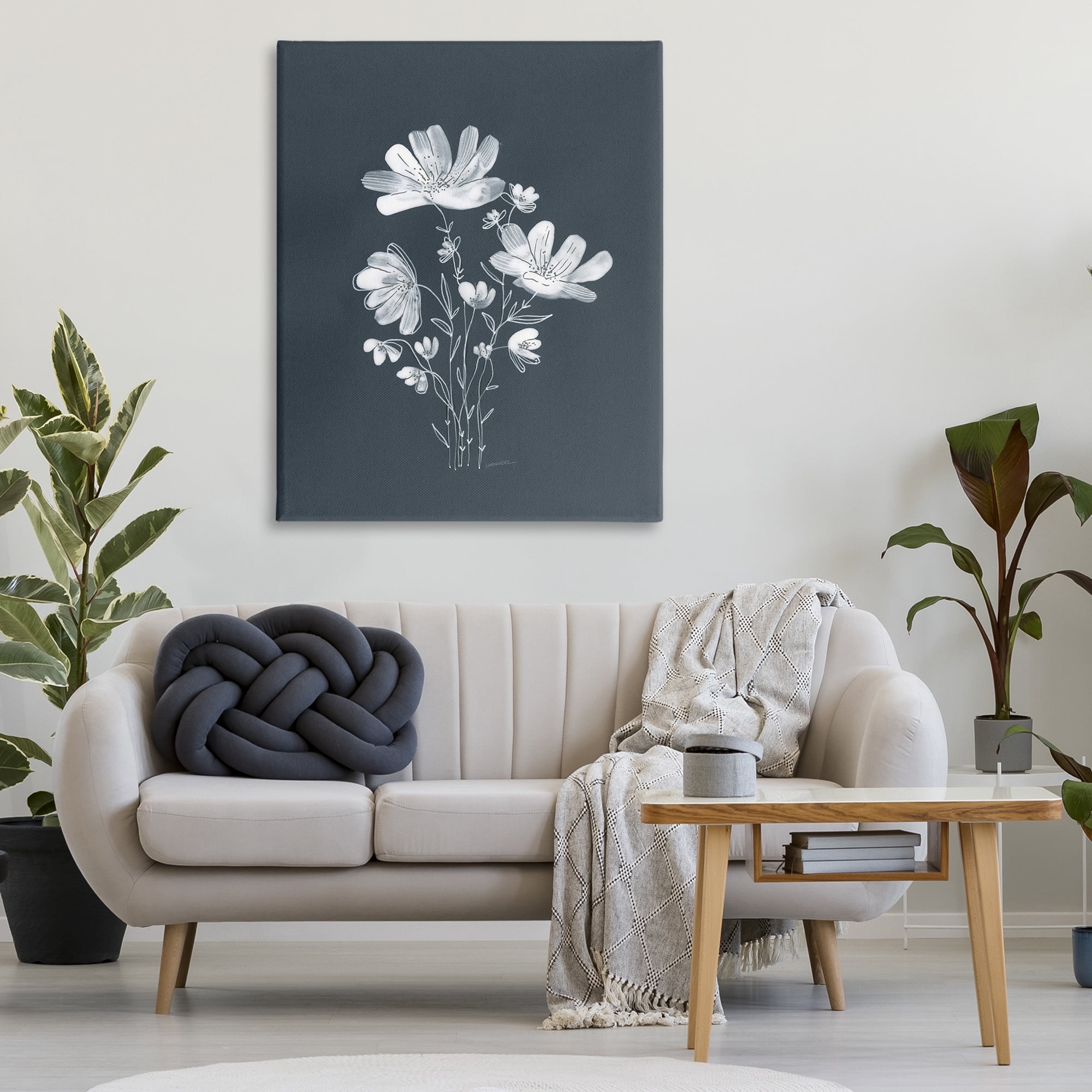 Stupell Industries Simple Daisy Florals Plants & Flowers Painting Wrapped Canvas Art Print Wall Art, 36 x 48