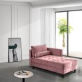 thumbnail image 4 of 64" Velvet Chaise with Pillows, L Shape Couch with Extra Wide Chaise Lounge, Mid-Century Modern Furniture, Fabric Sectional Sofa for Living room, Bedroom, Office, Apartment (Pink), 4 of 9