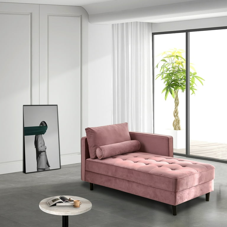 64 Velvet Chaise with Pillows L Shape Couch with Extra Wide Chaise Lounge Mid Century Modern Furniture Fabric Sectional Sofa for Living room Bedroom Office Apartment Pink Walmart