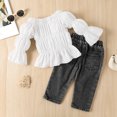 thumbnail image 4 of Sngxgn Toddler Baby Girl Clothes Outfits Solid Long Sleeve Sweatshirt Tops + Pants Set(White,110), 4 of 9