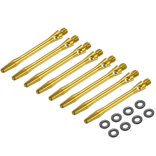 Uxcell 8Pcs Ejes de Dardos de Aluminio con Rosca 2BA, Accesorios de Reemplazo con Anillos de Goma para Punta de Acero, Amarillo 45mm