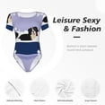 thumbnail image 4 of Saiise Grenouillère à Manches Courtes pour Femme Motif Chien de Montagne Bernois Assis dans une Baignoire Col Rond Pyjama Justaucorps Extensible avec Fermeture à Boutons-Pression-Petit, 4 of 7