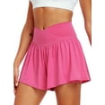 thumbnail image 6 of NELEUS Womens Athletic Shorts 2 in 1 Flowy Crossover Running Shorts with Pockets Workout Shorts,Rose Red,US Size L, 6 of 7